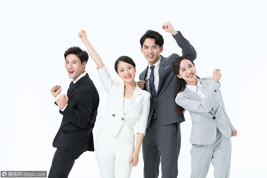 年轻商务团队加油形象职场模特