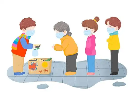 分发防疫物资抗击疫情志愿者新冠疫情下的生活png素材手绘卡通核酸