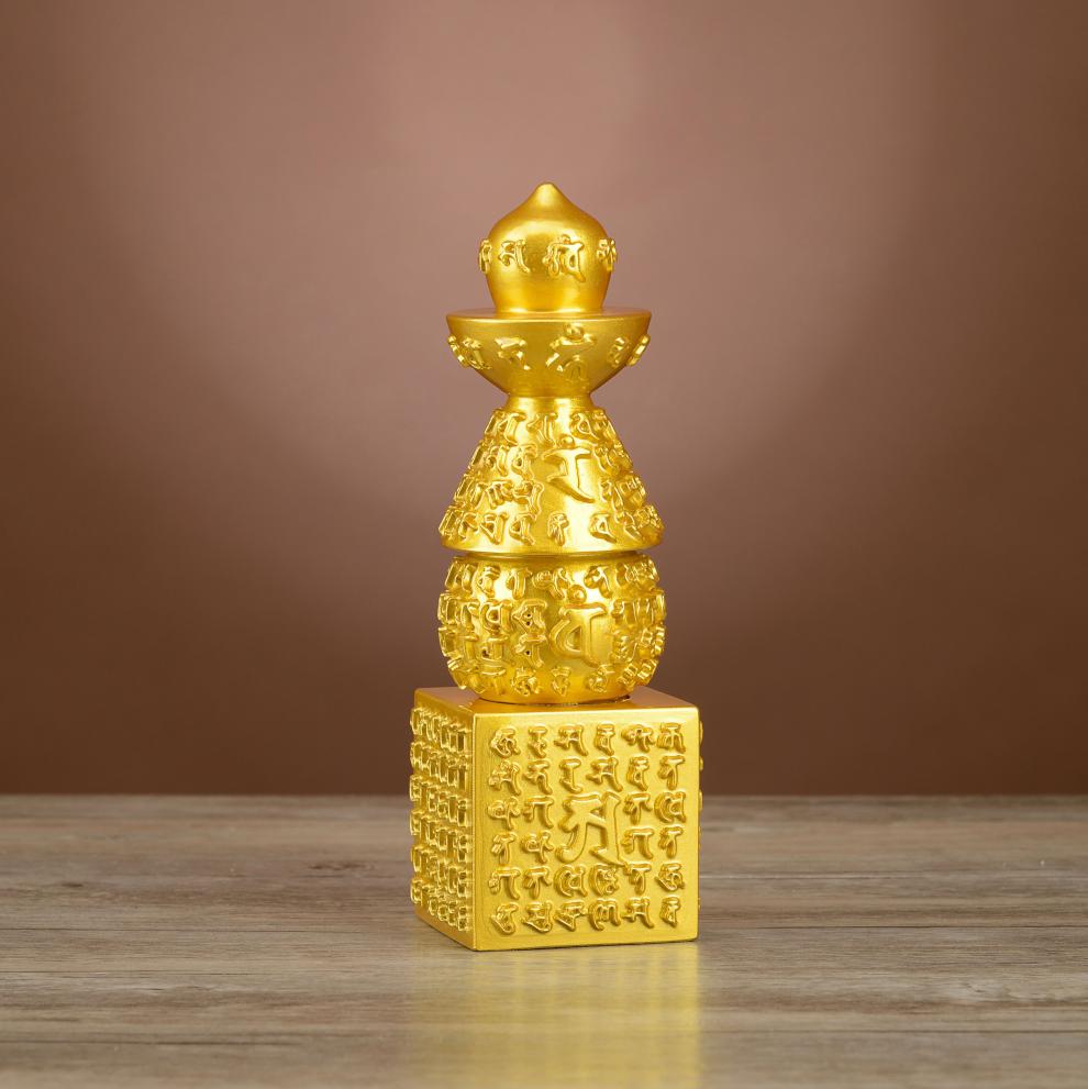 复古风铜器一切如来心秘密全身舍利宝箧印陀罗尼塔仿古五轮塔摆件中号