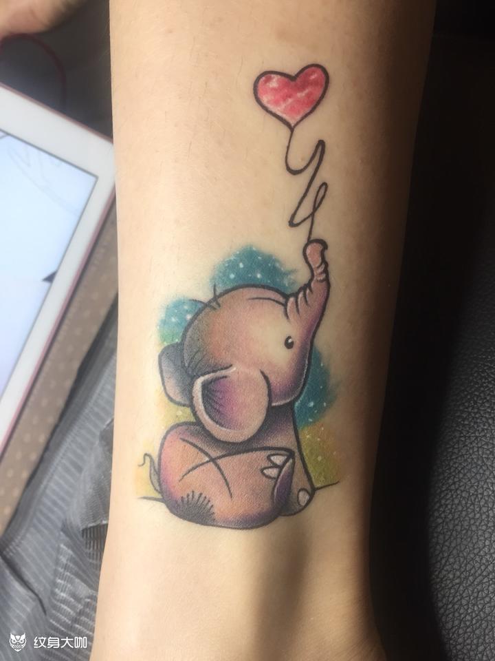 彩色小象_纹身图案手稿图片_玖炫刺- 羿的纹身作品集