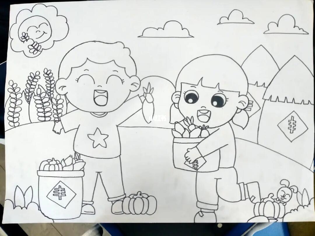 幼师  #儿童简笔画  #可爱简笔画  #简笔画  #秋收主题画 #丰收主题