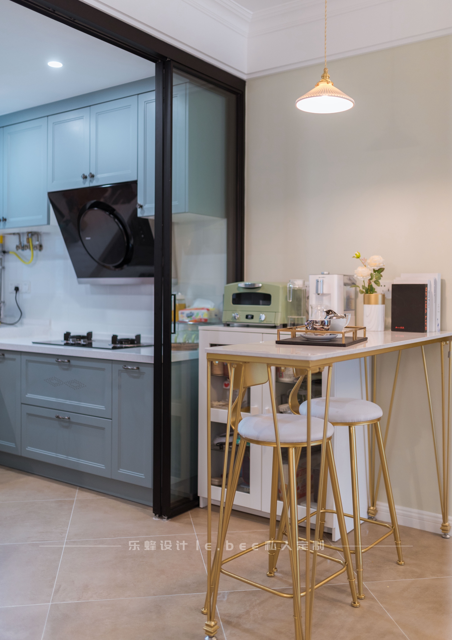 100㎡简美风格吧台装修效果图