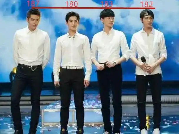包括官宣身高187的吴亦凡,183身高的张翰,182身高的陈伟霆.