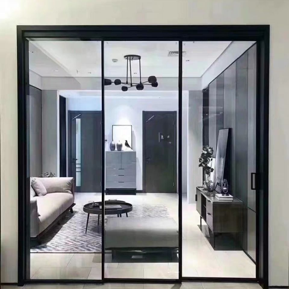 3壁厚三联动极窄边厨房推拉门阳台推拉门客厅玻璃移门铝镁合金