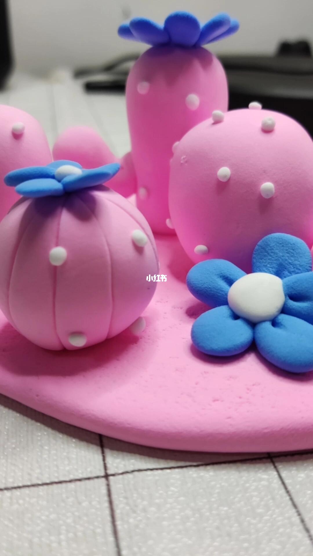 少女心仙人掌#我的手工日常  #超轻黏土手工