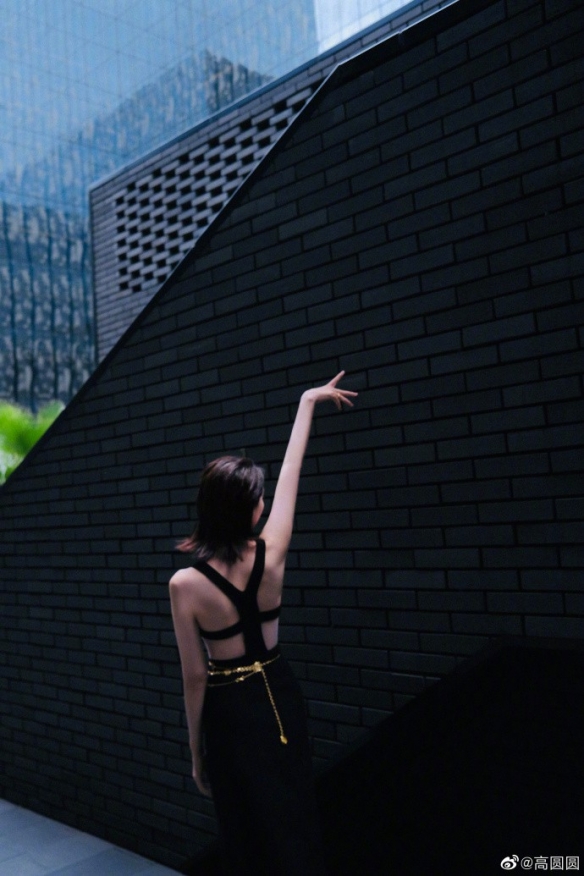 "宅男女神"高圆圆晒黑色长裙美图:蛮腰美背吸睛!