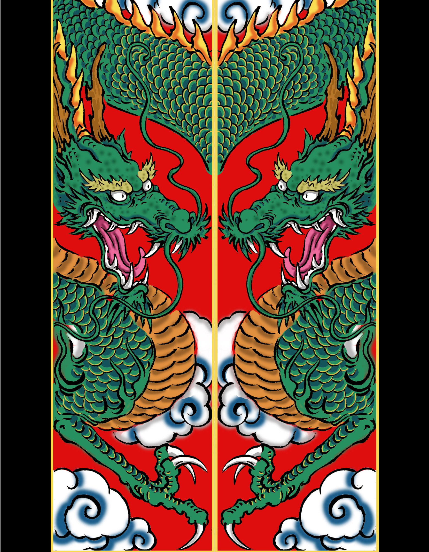 塑新斋潘纪坤手绘水彩插画盘龙柱