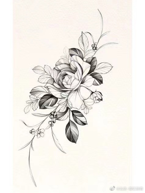 今日纹身图案分享素花纹身#纹身分享##纹身设计##素花纹身