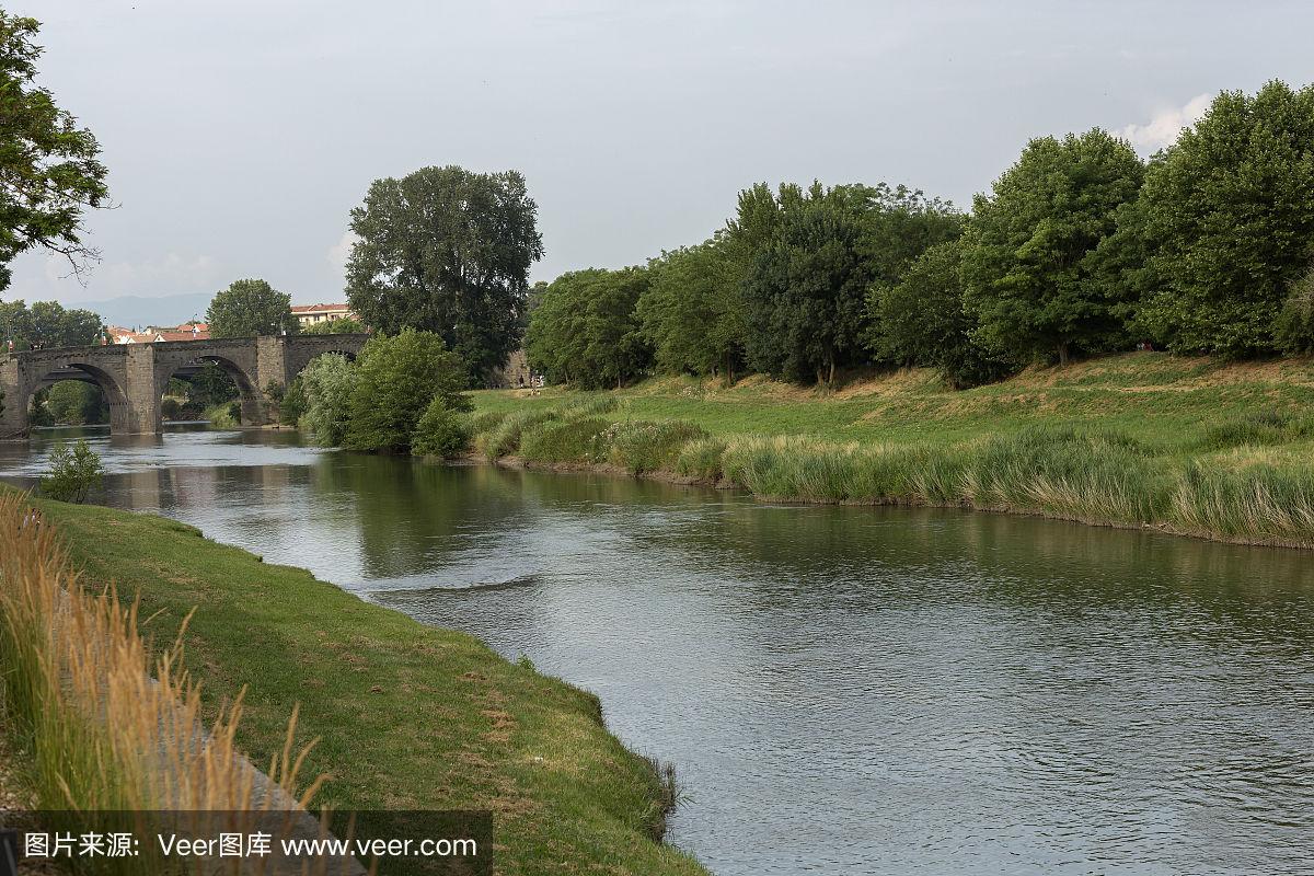 卡尔卡松,河流,安静,法国,世界遗产