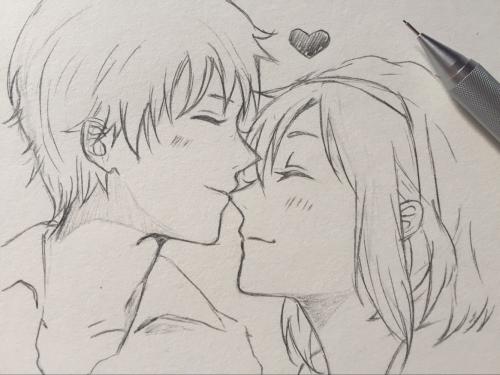 撒一波狗粮,素描画一对情侣