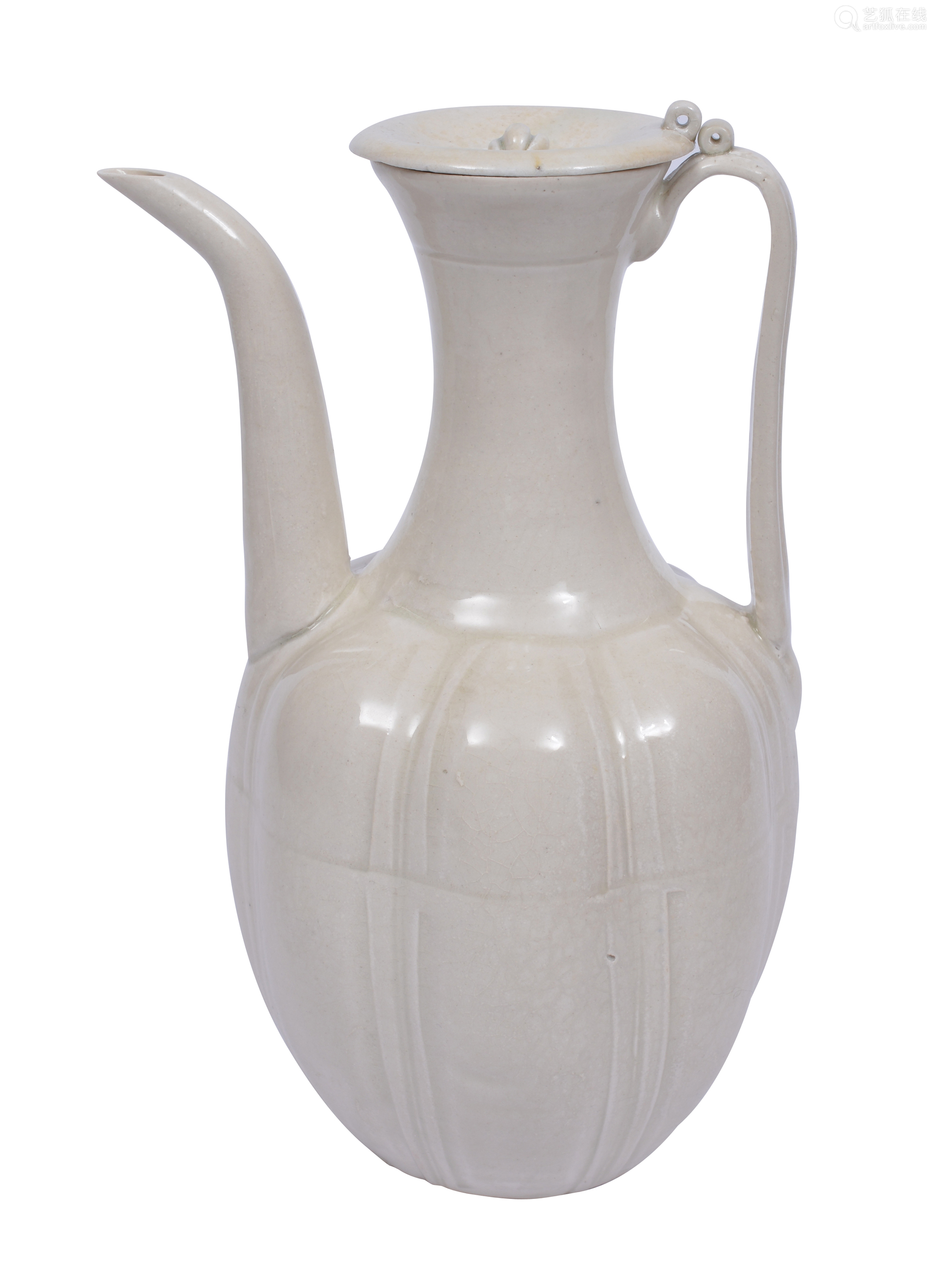 明影青白釉瓜棱执壶