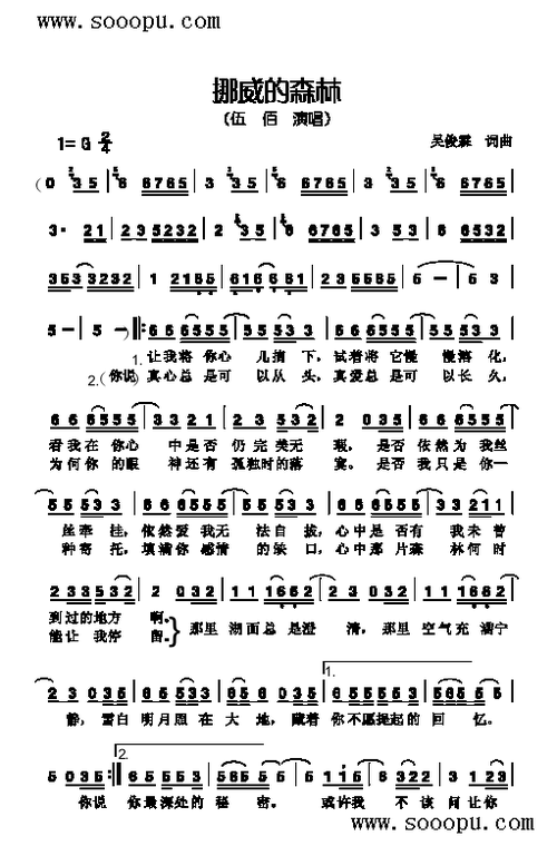 挪威的森林歌曲类简谱