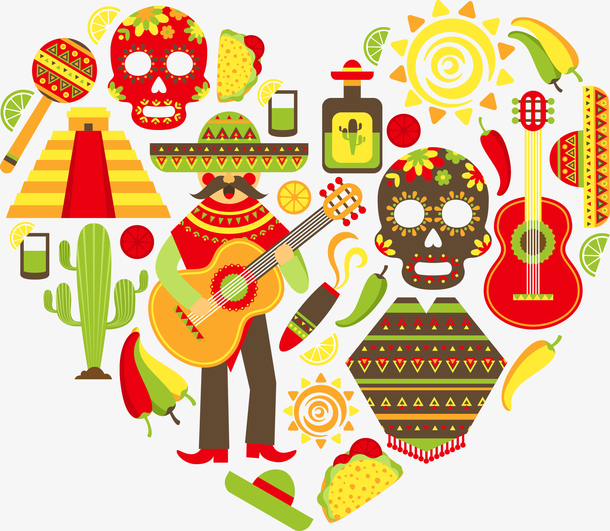 矢量手绘墨西哥图案