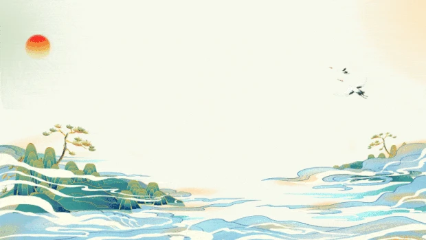 山水画仙境风景仙鹤大海国潮中国风背景视频背景gif图素材