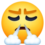 愤怒,鼻子冒白气的脸emoji素材一 160x160像素
