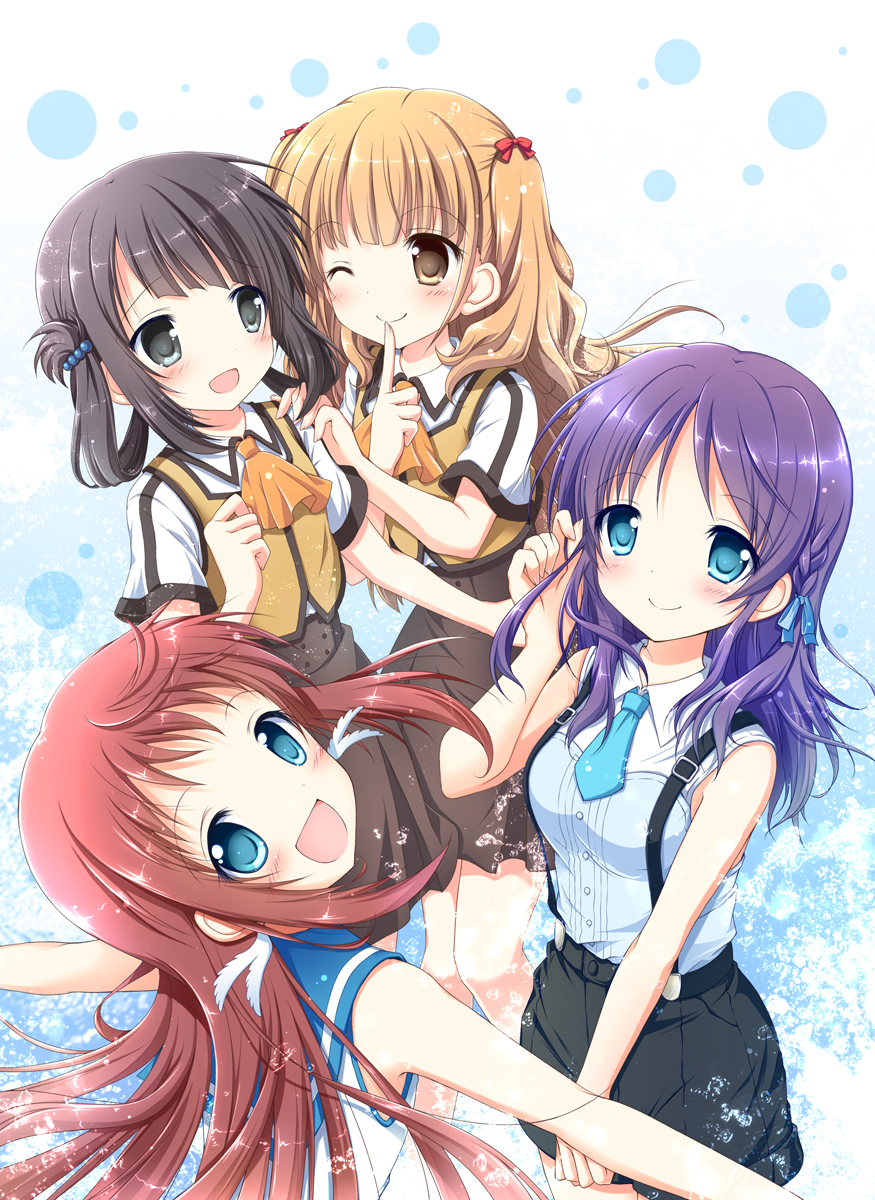 女孩4人组插画图片壁纸