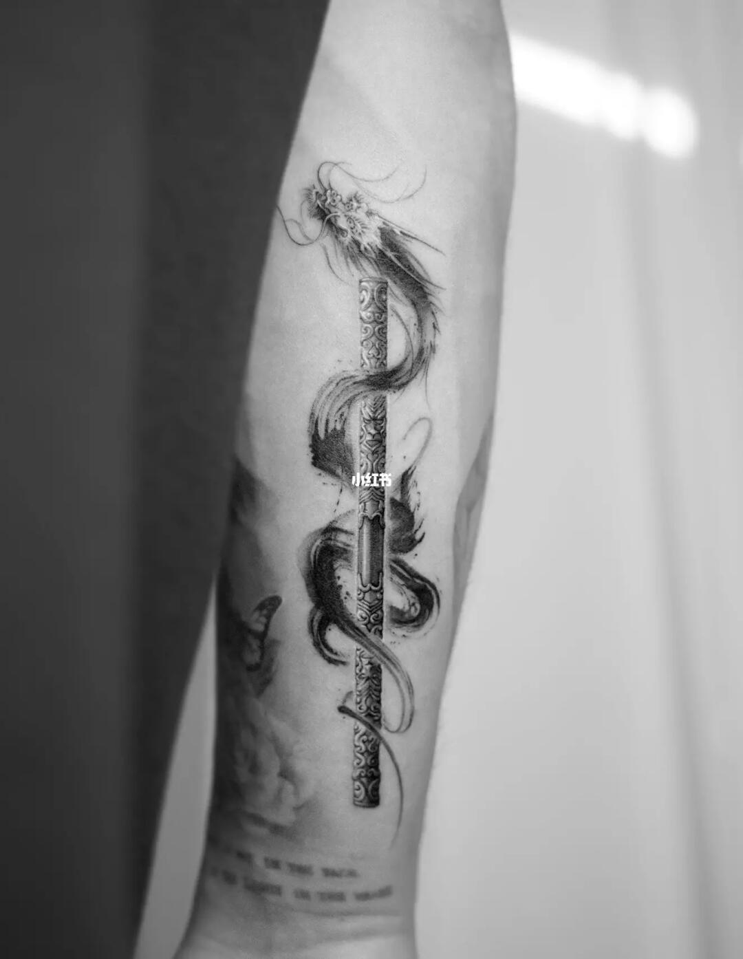 金箍棒&水墨龙#单针纹身  #佛山纹身  #华流  #水墨纹身