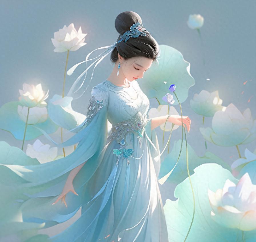 荷花青衣仙女壁纸