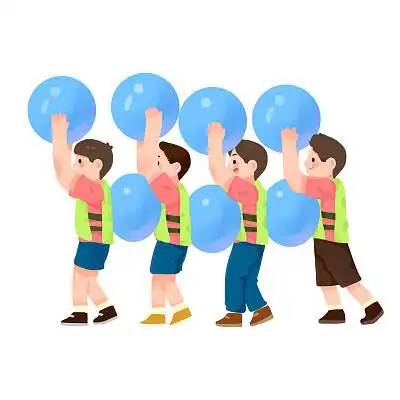 手绘卡通多人团建趣味游戏元素