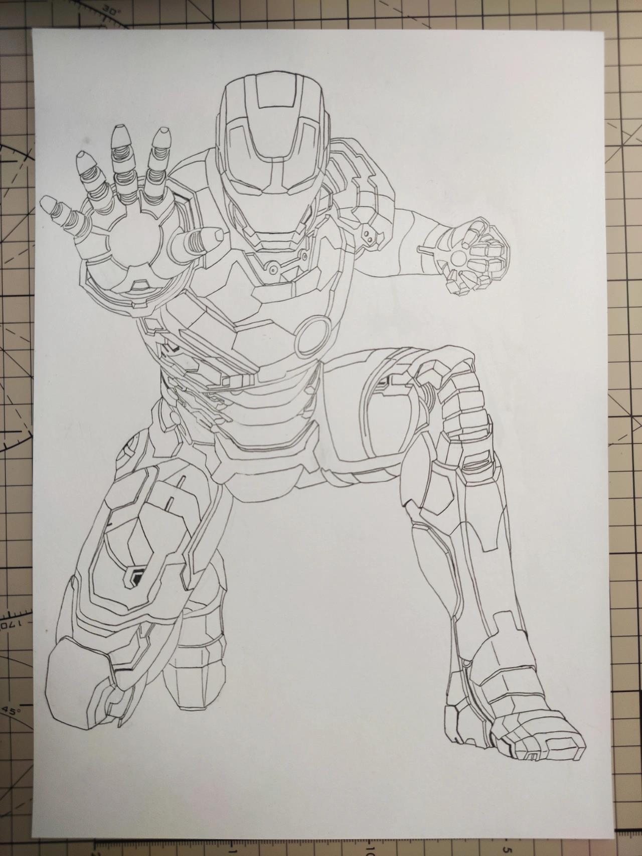 马克笔手绘日常之钢铁侠(草稿) 0000马克笔手绘临摹练习日常00