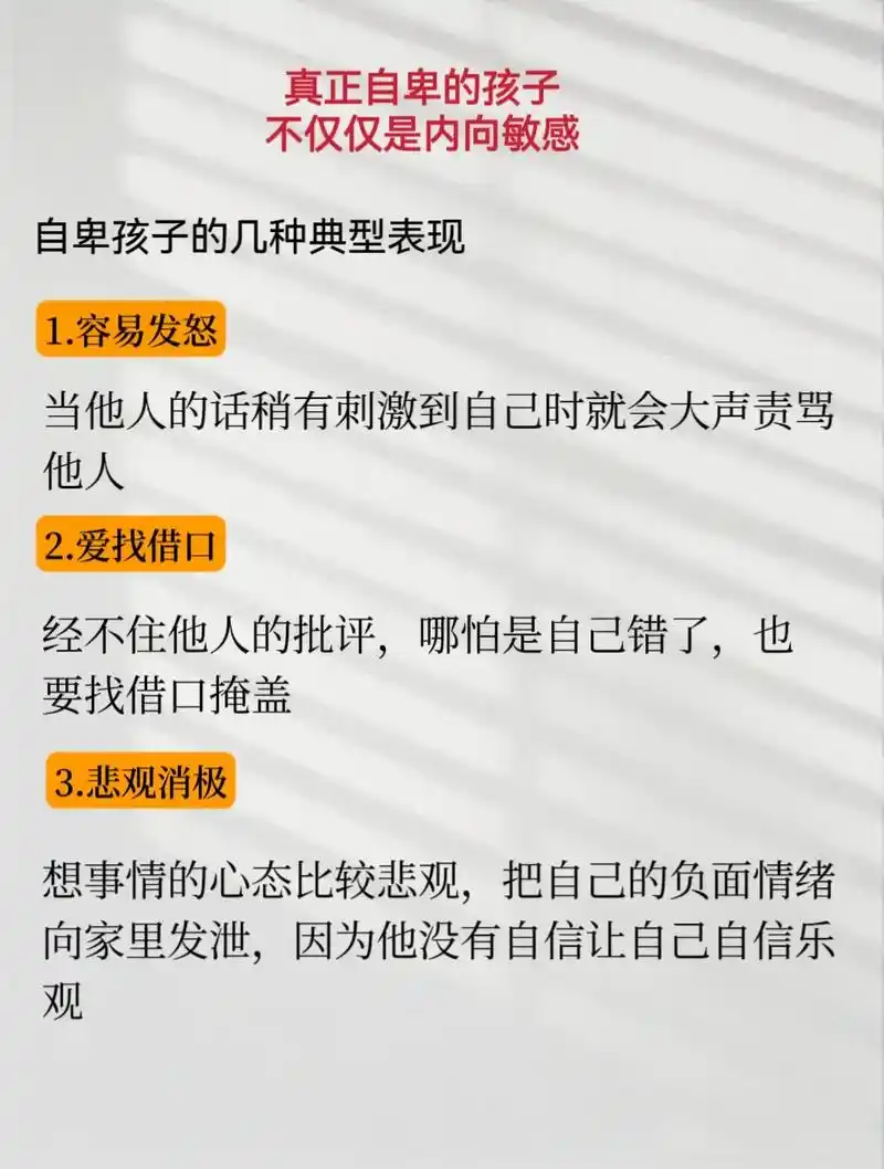 真正自卑的孩子不仅仅是内向敏感.