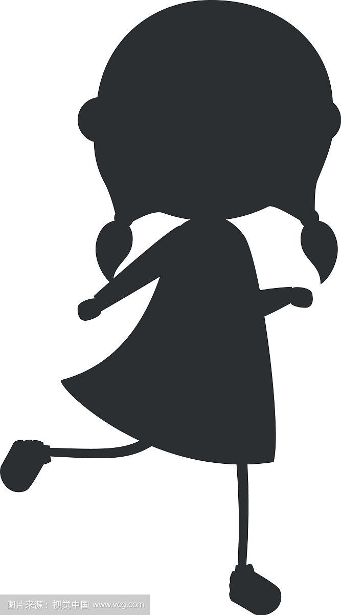 美丽的小女孩剪影人物