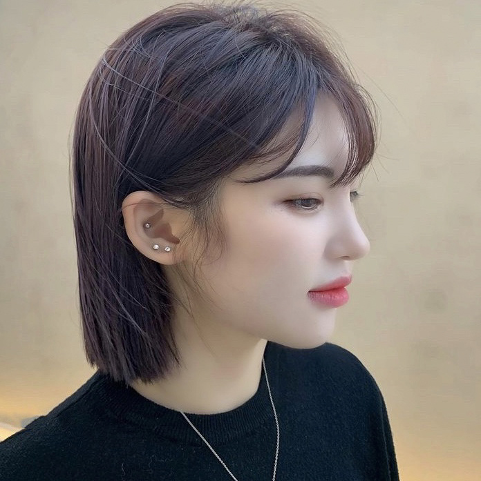 不漂 黑紫色搭配短发超a 黄皮女生也能染的紫色系96 在室外就像仙女