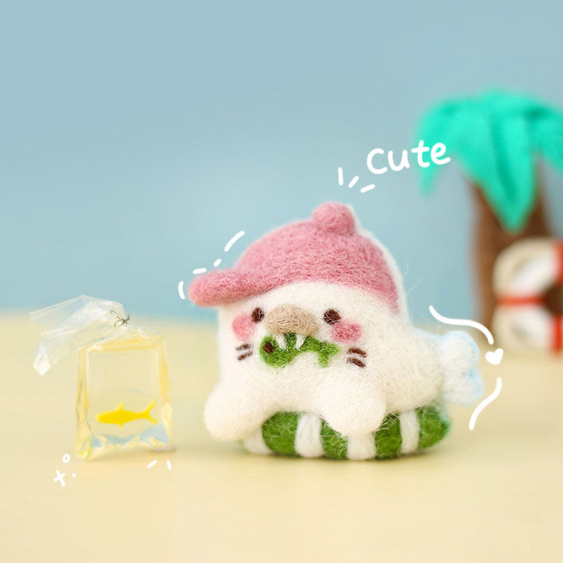 哈尼海洋羊毛毡戳戳乐手工diy材料包挂件钥匙扣章鱼玩偶自制情侣