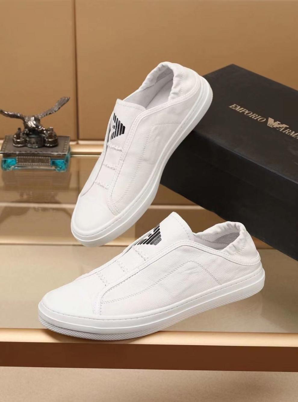奢侈品牌阿玛尼ea7男鞋小白鞋男士鞋一脚蹬男鞋时尚板鞋白色37