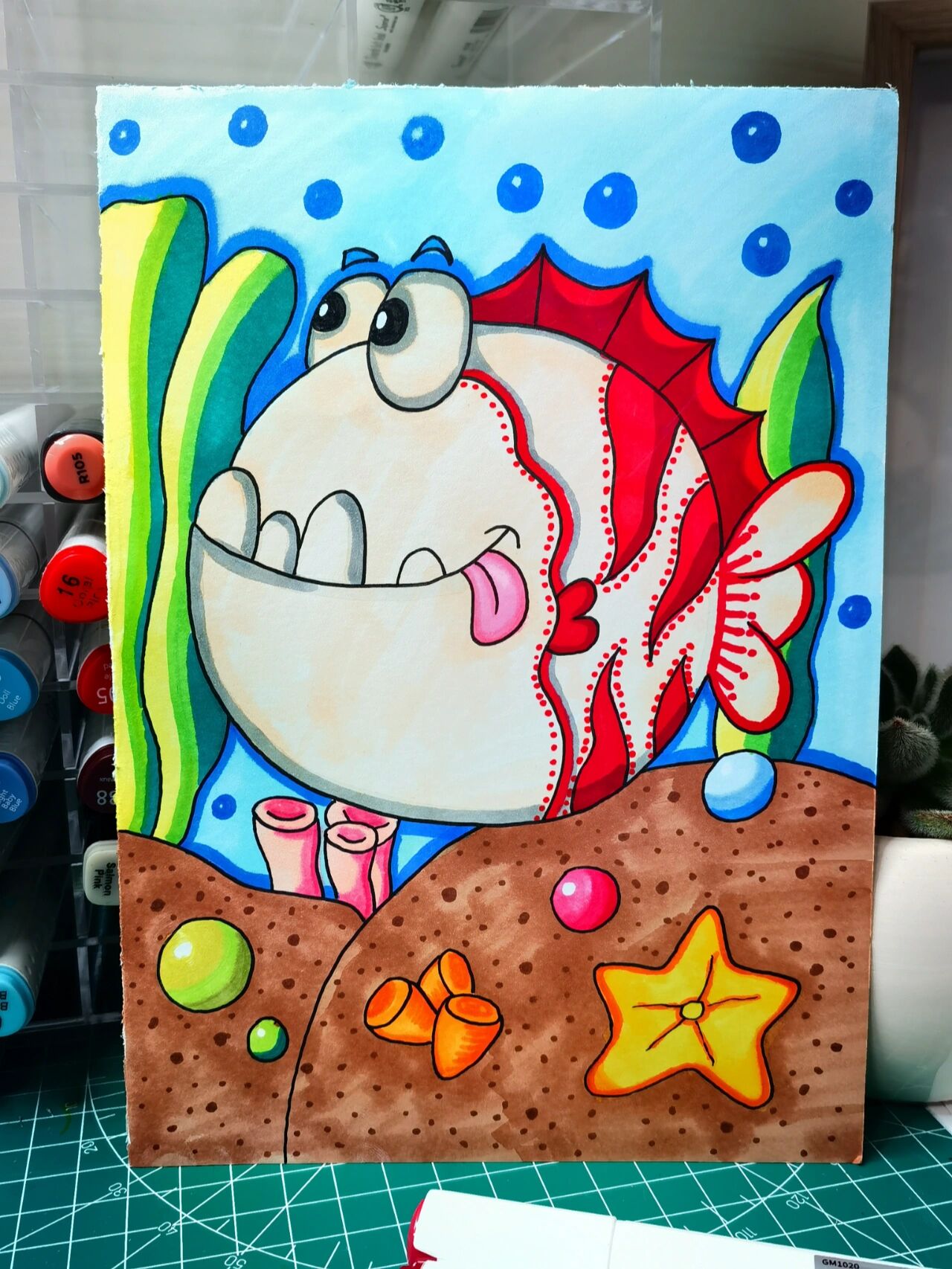 儿童马克笔手绘鱼海洋海底世界简笔画