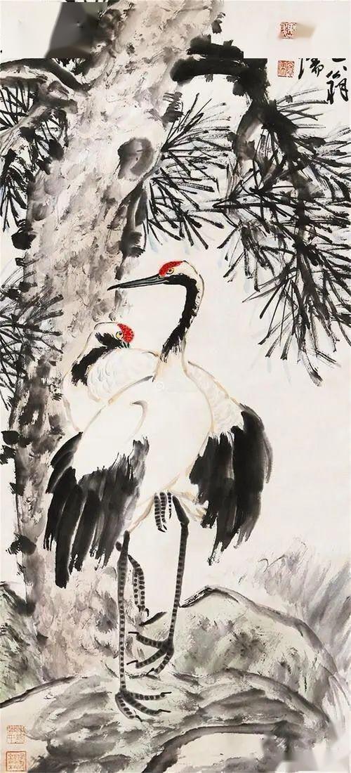 名家笔下的千年寿桃松鹤延年国画作品幅幅精彩