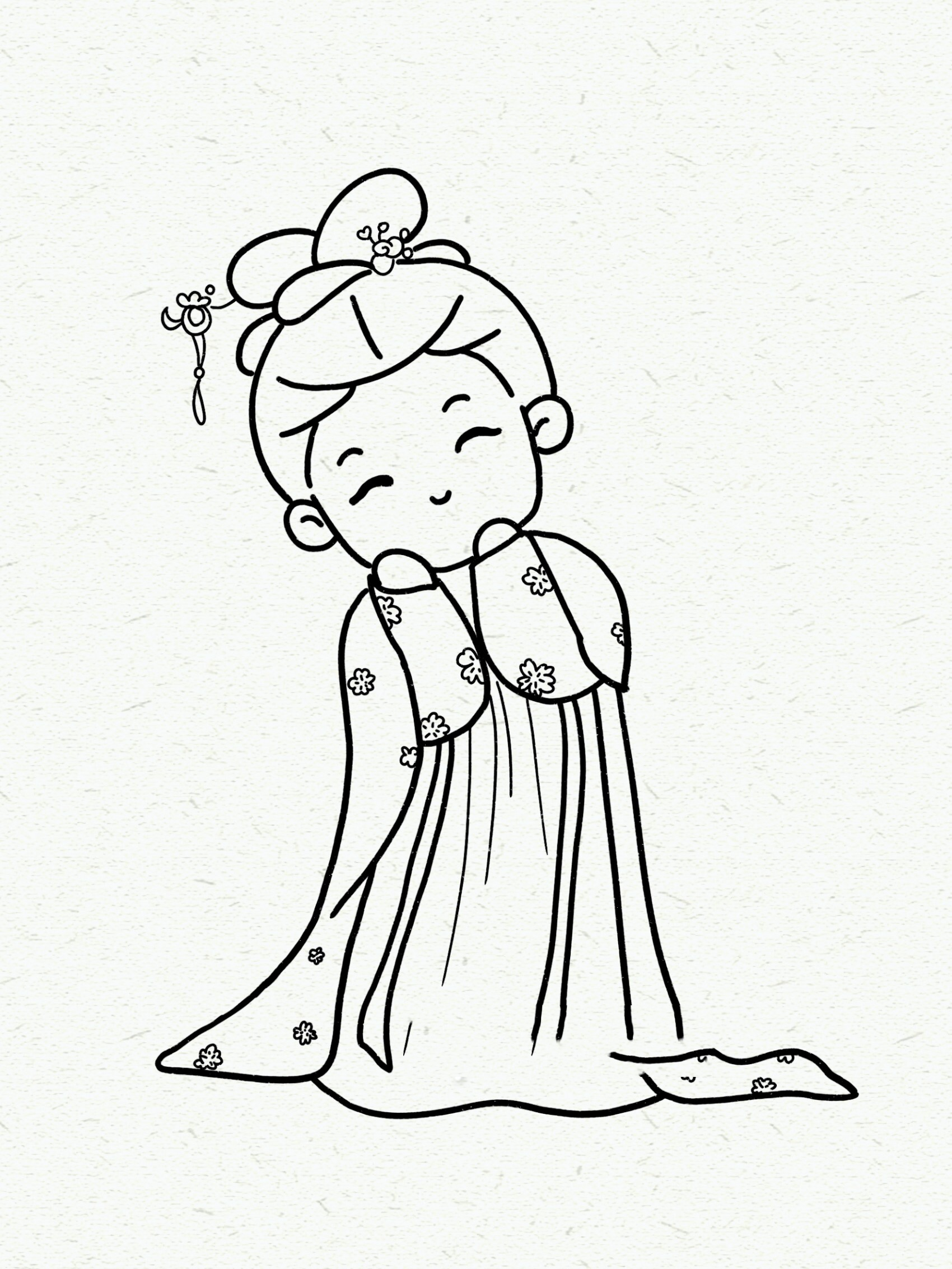 简笔画|古风少女卡通小女孩手帐人物小姐姐 临爱画画的橙子 坚持