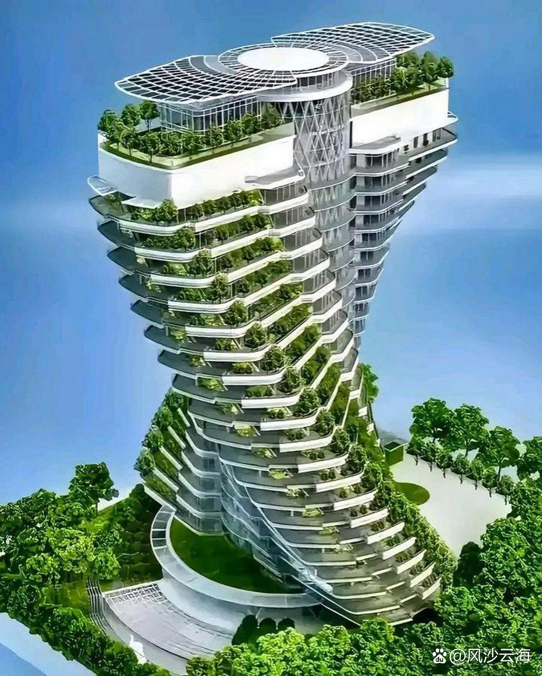 这楼房造型别致新颖,外观别具一格,华丽而精致.