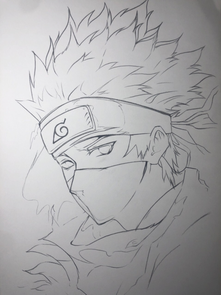 火影忍者动漫人物旗木卡卡西绘画过程图.