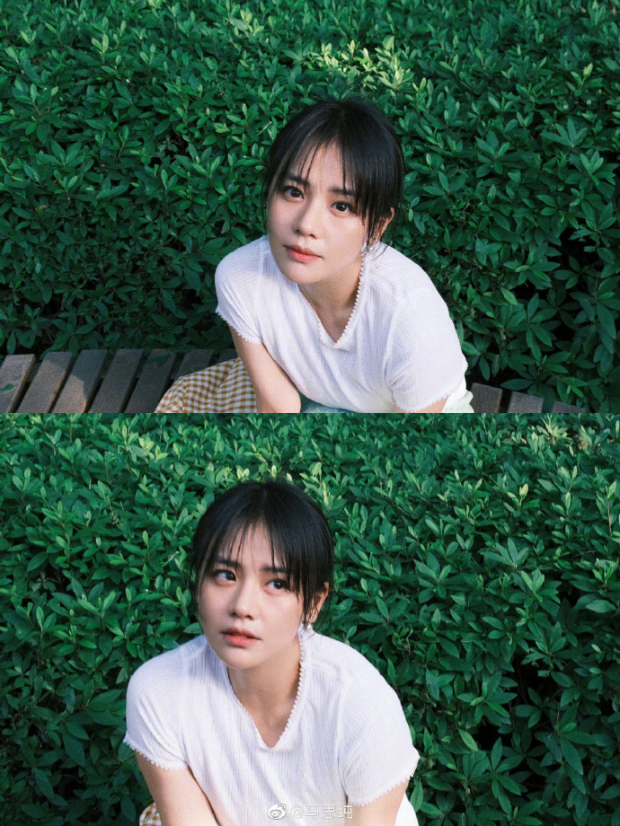 马思纯夏日氧气随拍##马思纯短发白裙造型