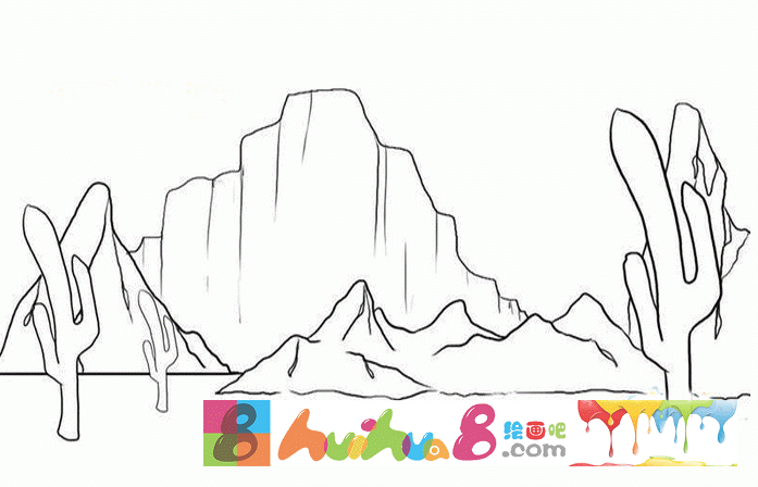 沙漠中的绿洲的简笔画