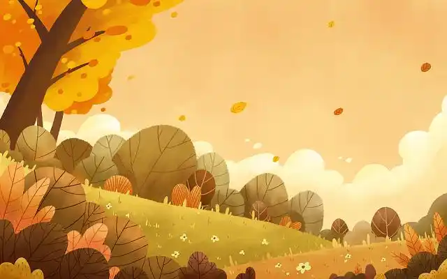 秋天风景壁纸黄色手绘卡通枫叶枫树树叶大树落叶秋天秋季元素png素材