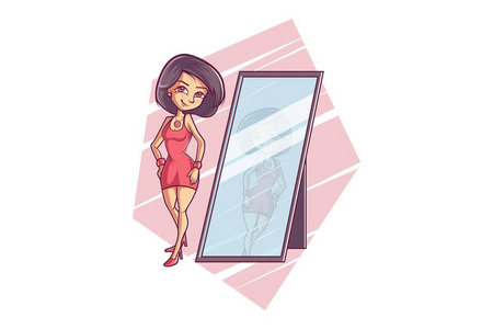 卡通照镜子图片