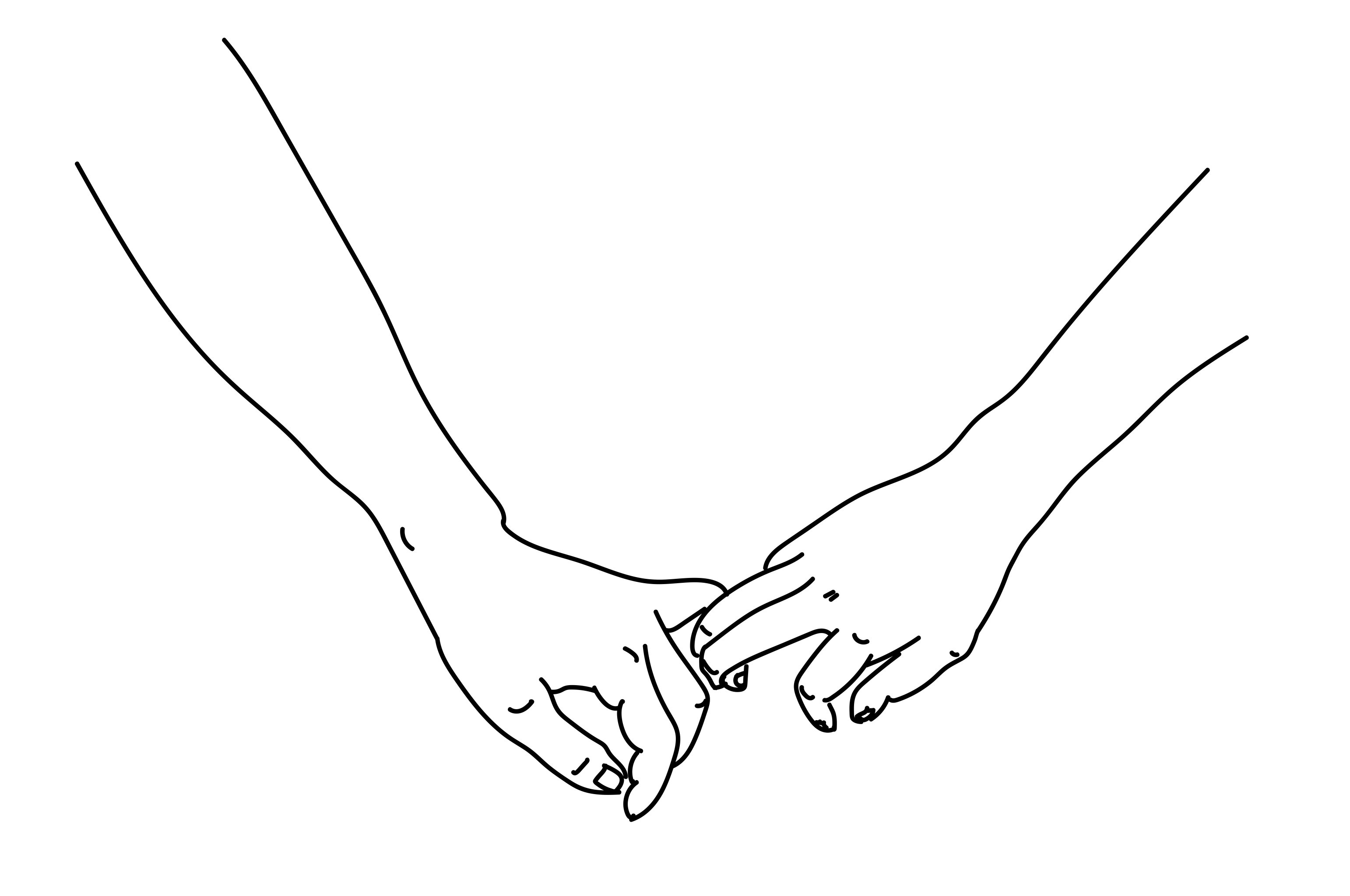 情侣手牵手十指相扣简易矢量线稿插画