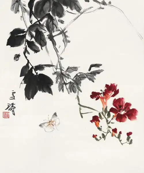 0464   王雪涛  花蝶图