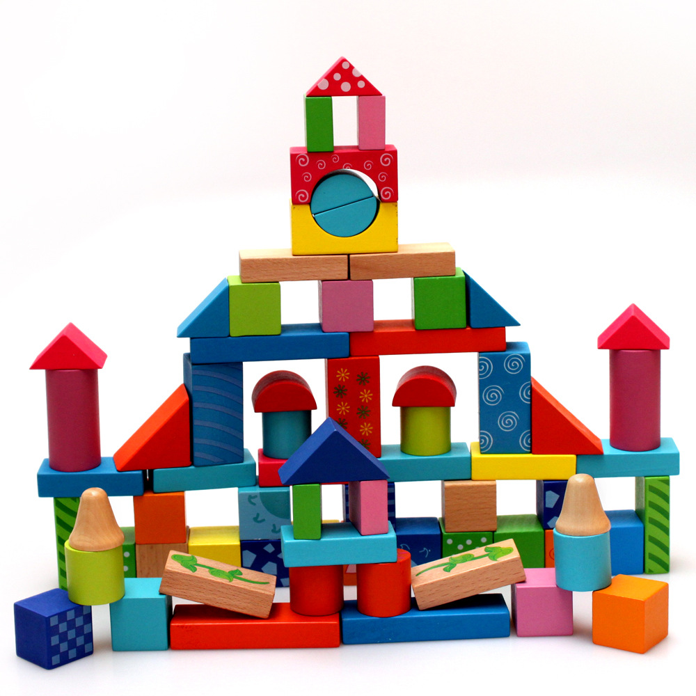 100粒印花桶装木制积木