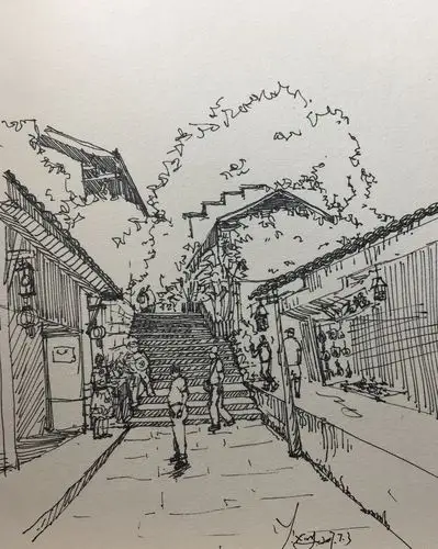 每周速写练习(十七)古镇古街