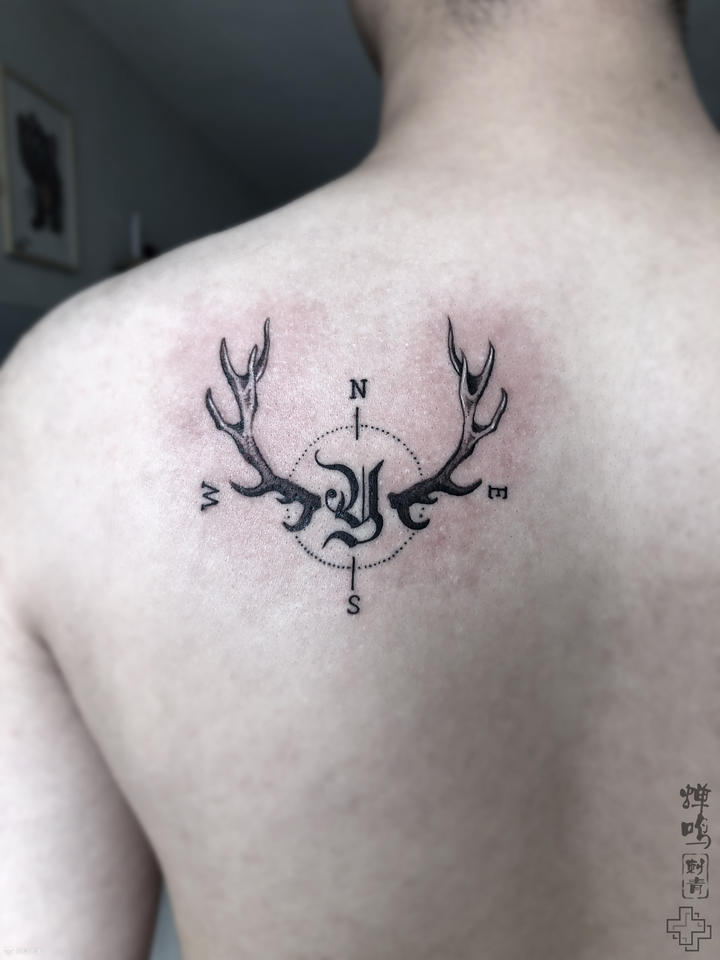 鹿角_纹身图案手稿图片_知了的纹身作品集