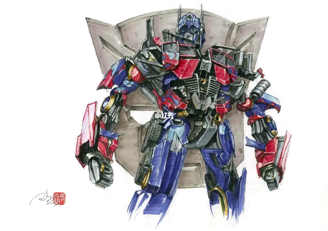 早年间画的变形金刚擎天柱