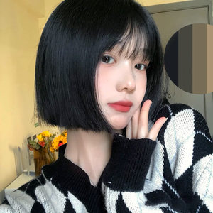 假发短女发自然波波头发型仿真短直发初恋圆脸学生全头套式假发套