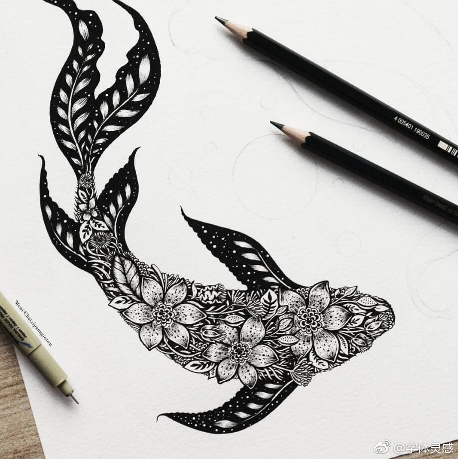 创意精美针管笔插画 ins:menis_art