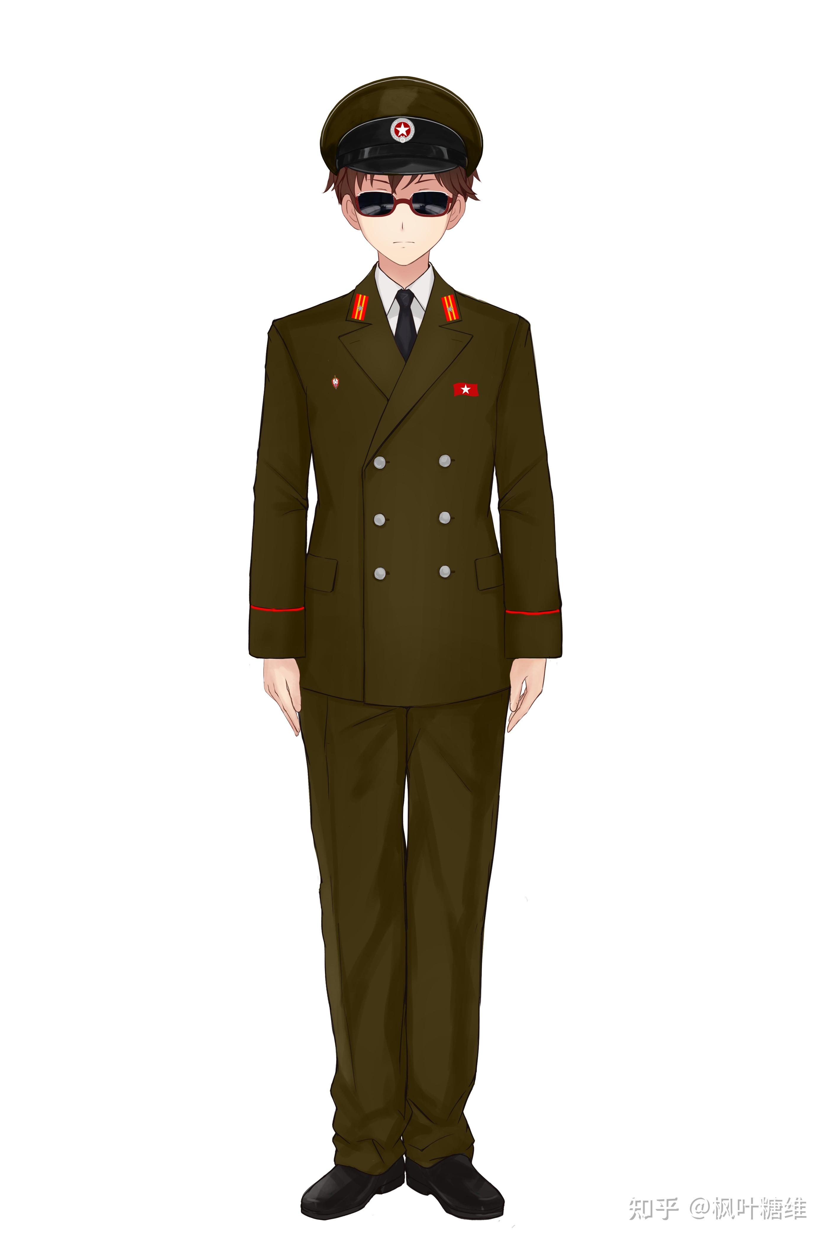 1968年,日本人民军将军服布料从棉料改为涤纶,但款式仍保留11年式.