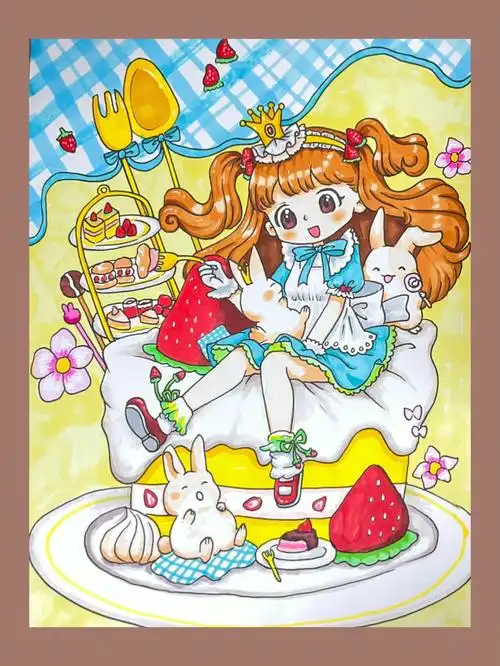 今天带一个13岁的小孩画的动漫女生#动漫手绘  #动漫头像