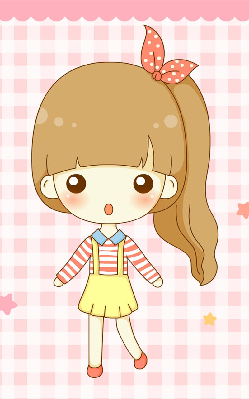 粉色主题精选可爱卡通美女手机壁纸