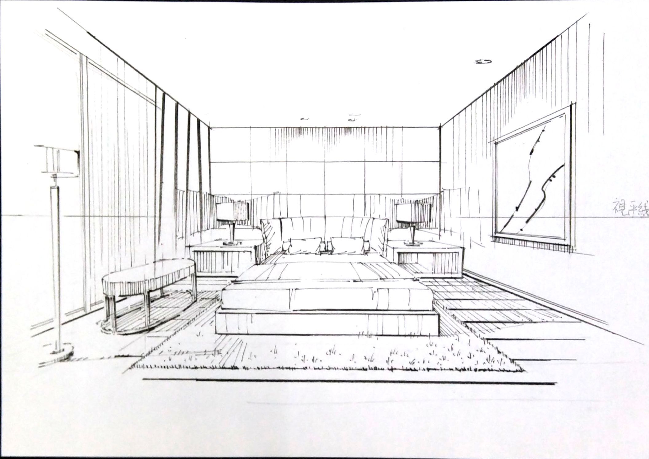 一叶手绘室内设计手绘线稿